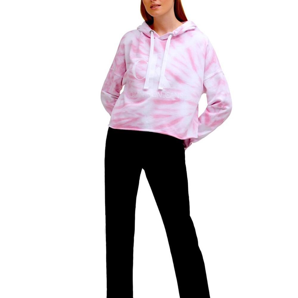 Calvin Klein Sweatshirt NWT Tie-Dye Relaxed Fit Pink Hooded Women’s Large - Picture 3 of 4